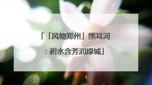 「风物郑州」熊耳河：碧水含芳润绿城