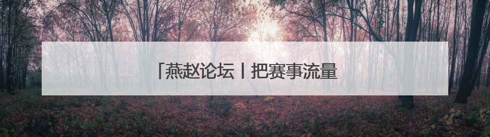 燕赵论坛丨把赛事流量转化为产业发展增量