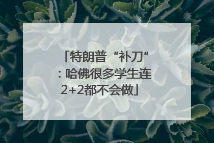特朗普“补刀”：哈佛很多学生连2+2都不会做
