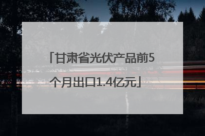 甘肃省光伏产品前5个月出口1.4亿元