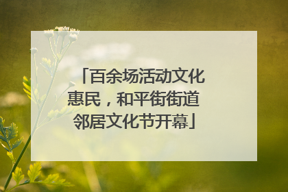 百余场活动文化惠民，和平街街道邻居文化节开幕