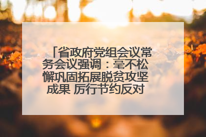 省政府党组会议常务会议强调：毫不松懈巩固拓展脱贫攻坚成果 厉行节约反对浪费弘扬优良作风