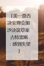 美一票否决安理会加沙决议草案 古特雷斯：感到失望