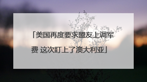 美国再度要求盟友上调军费 这次盯上了澳大利亚