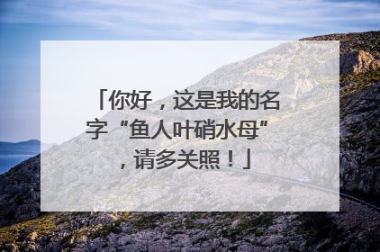 你好，这是我的名字“鱼人叶硝水母”，请多关照！