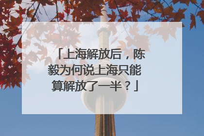 上海解放后，陈毅为何说上海只能算解放了一半？
