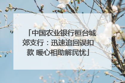 中国农业银行桓台城郊支行：迅速追回误扣款 暖心相助解民忧