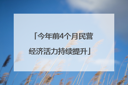 今年前4个月民营经济活力持续提升