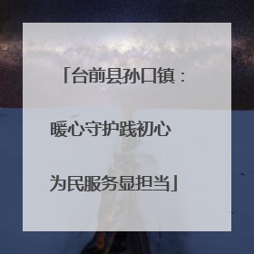 台前县孙口镇：暖心守护践初心 为民服务显担当
