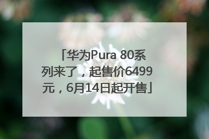 华为Pura 80系列来了，起售价6499元，6月14日起开售