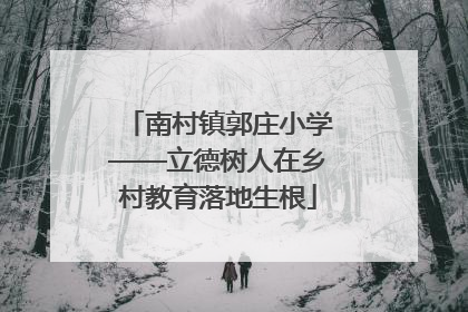 南村镇郭庄小学——立德树人在乡村教育落地生根