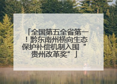 全国第五全省第一！黔东南州横向生态保护补偿机制入围“贵州改革奖”