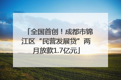 全国首创！成都市锦江区“民营发展贷”两月放款1.7亿元