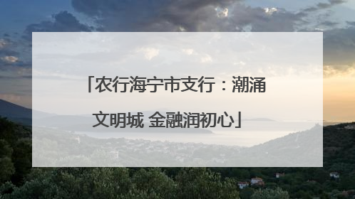 农行海宁市支行：潮涌文明城 金融润初心