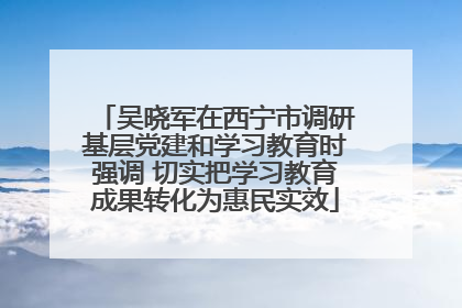 吴晓军在西宁市调研基层党建和学习教育时强调 切实把学习教育成果转化为惠民实效