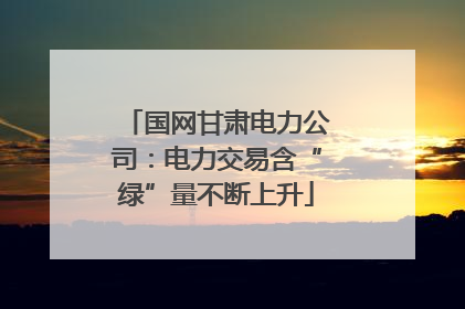 国网甘肃电力公司：电力交易含“绿”量不断上升