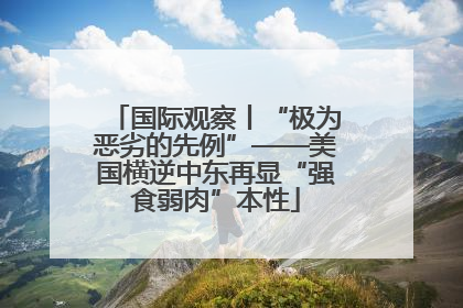国际观察丨“极为恶劣的先例”——美国横逆中东再显“强食弱肉”本性