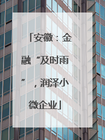 安徽：金融“及时雨”，润泽小微企业