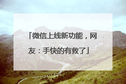 微信上线新功能，网友：手快的有救了