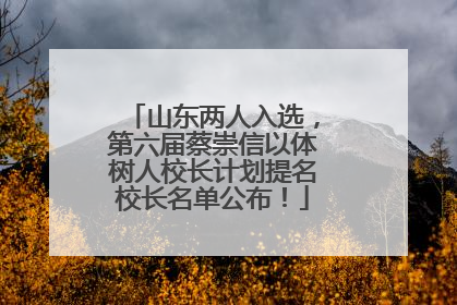 山东两人入选，第六届蔡崇信以体树人校长计划提名校长名单公布！