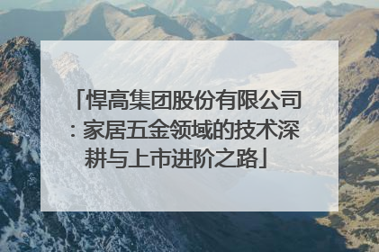 悍高集团股份有限公司：家居五金领域的技术深耕与上市进阶之路