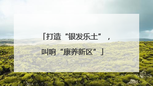 打造“银发乐土”，叫响“康养新区”