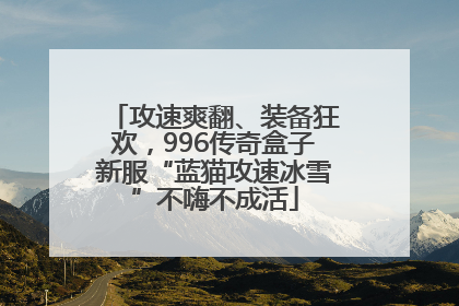 攻速爽翻、装备狂欢，996传奇盒子新服“蓝猫攻速冰雪”不嗨不成活