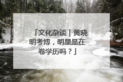 文化杂谈｜黄晓明考博，明星是在卷学历吗？