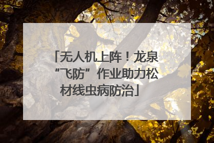 无人机上阵！龙泉“飞防”作业助力松材线虫病防治