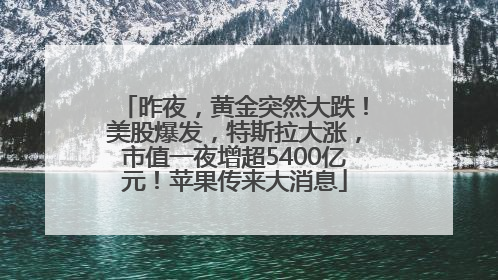 昨夜，黄金突然大跌！美股爆发，特斯拉大涨，市值一夜增超5400亿元！苹果传来大消息