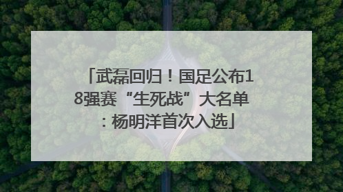 武磊回归！国足公布18强赛“生死战”大名单：杨明洋首次入选