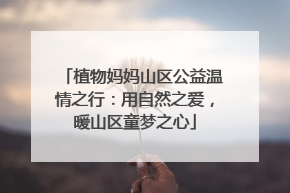 植物妈妈山区公益温情之行：用自然之爱，暖山区童梦之心