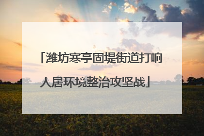 潍坊寒亭固堤街道打响人居环境整治攻坚战