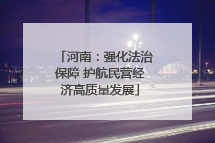 河南：强化法治保障 护航民营经济高质量发展