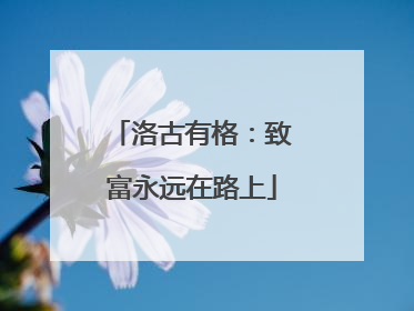 洛古有格：致富永远在路上
