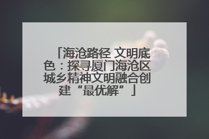海沧路径 文明底色：探寻厦门海沧区城乡精神文明融合创建“最优解”