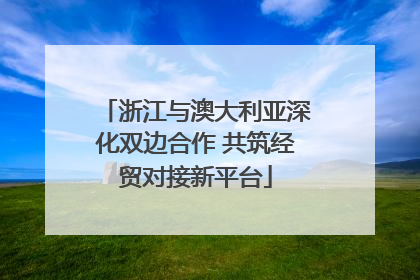 浙江与澳大利亚深化双边合作 共筑经贸对接新平台