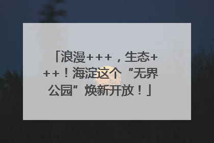 浪漫+++，生态+++！海淀这个“无界公园”焕新开放！