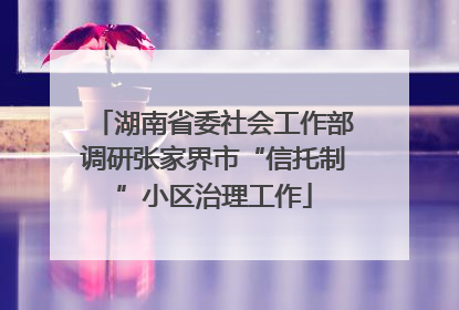 湖南省委社会工作部调研张家界市“信托制”小区治理工作