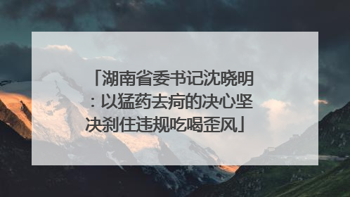 湖南省委书记沈晓明：以猛药去疴的决心坚决刹住违规吃喝歪风