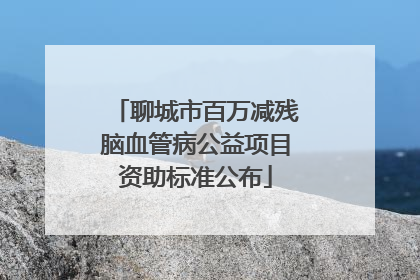 聊城市百万减残脑血管病公益项目资助标准公布