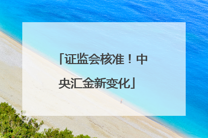 证监会核准！中央汇金新变化