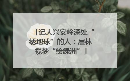 记大兴安岭深处“绣地球”的人：层林揽梦“绘绿洲”