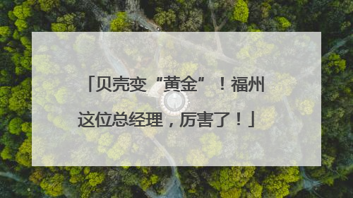 贝壳变“黄金”！福州这位总经理，厉害了！