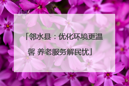 邻水县：优化环境更温馨 养老服务解民忧