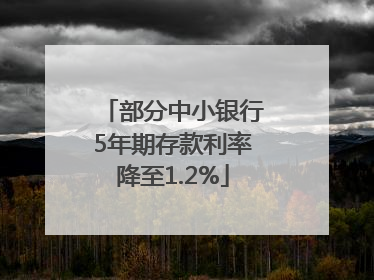 部分中小银行5年期存款利率降至1.2%