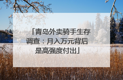 青岛外卖骑手生存调查：月入万元背后是高强度付出