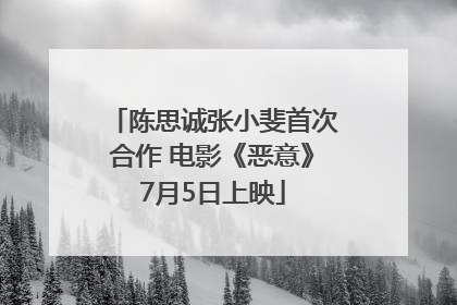 陈思诚张小斐首次合作 电影《恶意》7月5日上映