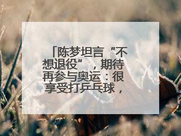 陈梦坦言“不想退役”，期待再参与奥运：很享受打乒乓球，在奥运会上是我最幸福的时候
