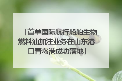 首单国际航行船舶生物燃料油加注业务在山东港口青岛港成功落地
